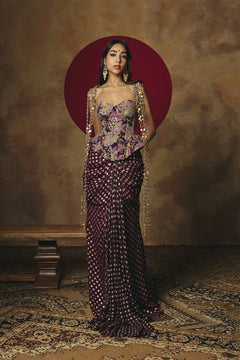Shahi Ada Purple Embroidered Corset Top