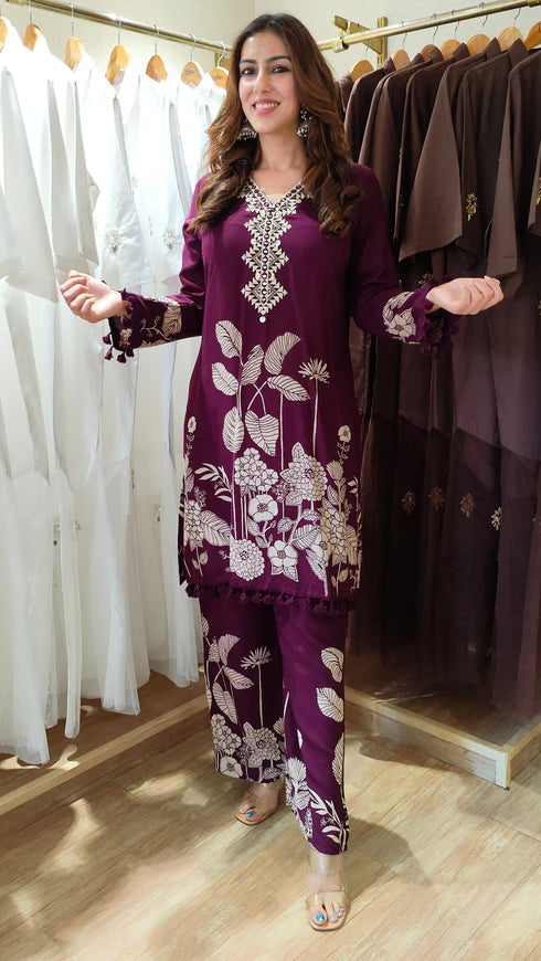 Amara Purple Floral Co-ord Set
