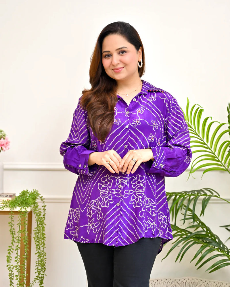 Noor Bandhej Crepe Shirt