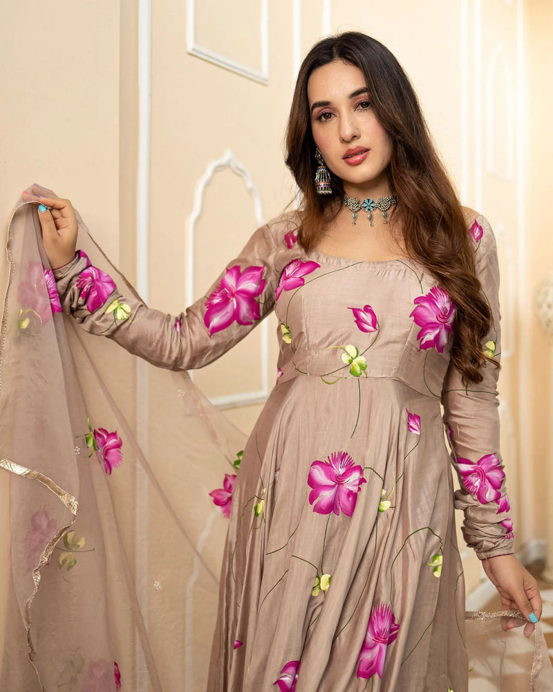 Meher Floral Handpainted Suit Set