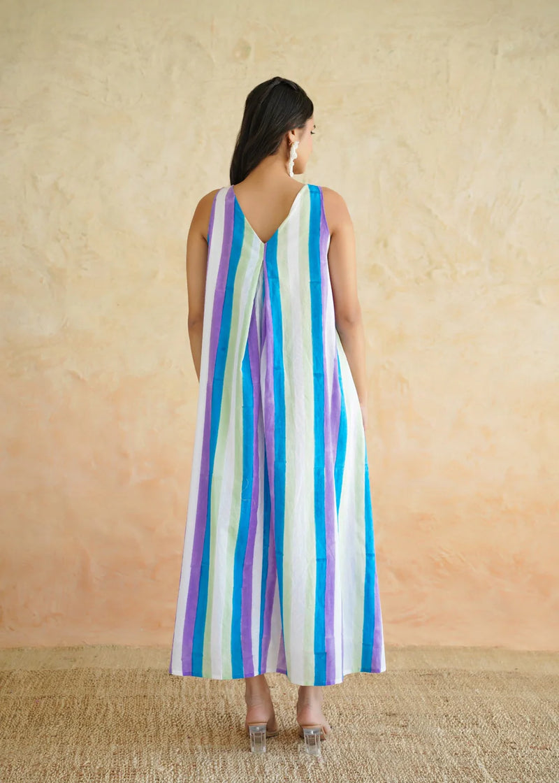 Noor Amara Striped Cotton Maxi Dress