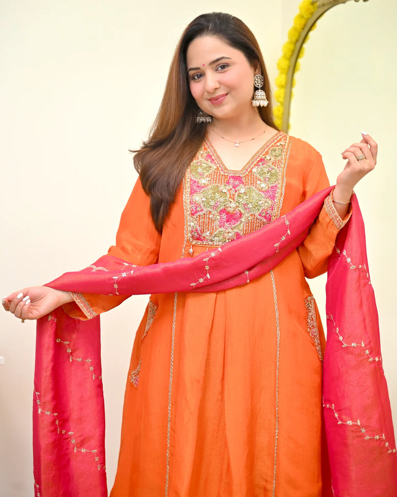 Saanjh Coral Handwork Suit Set