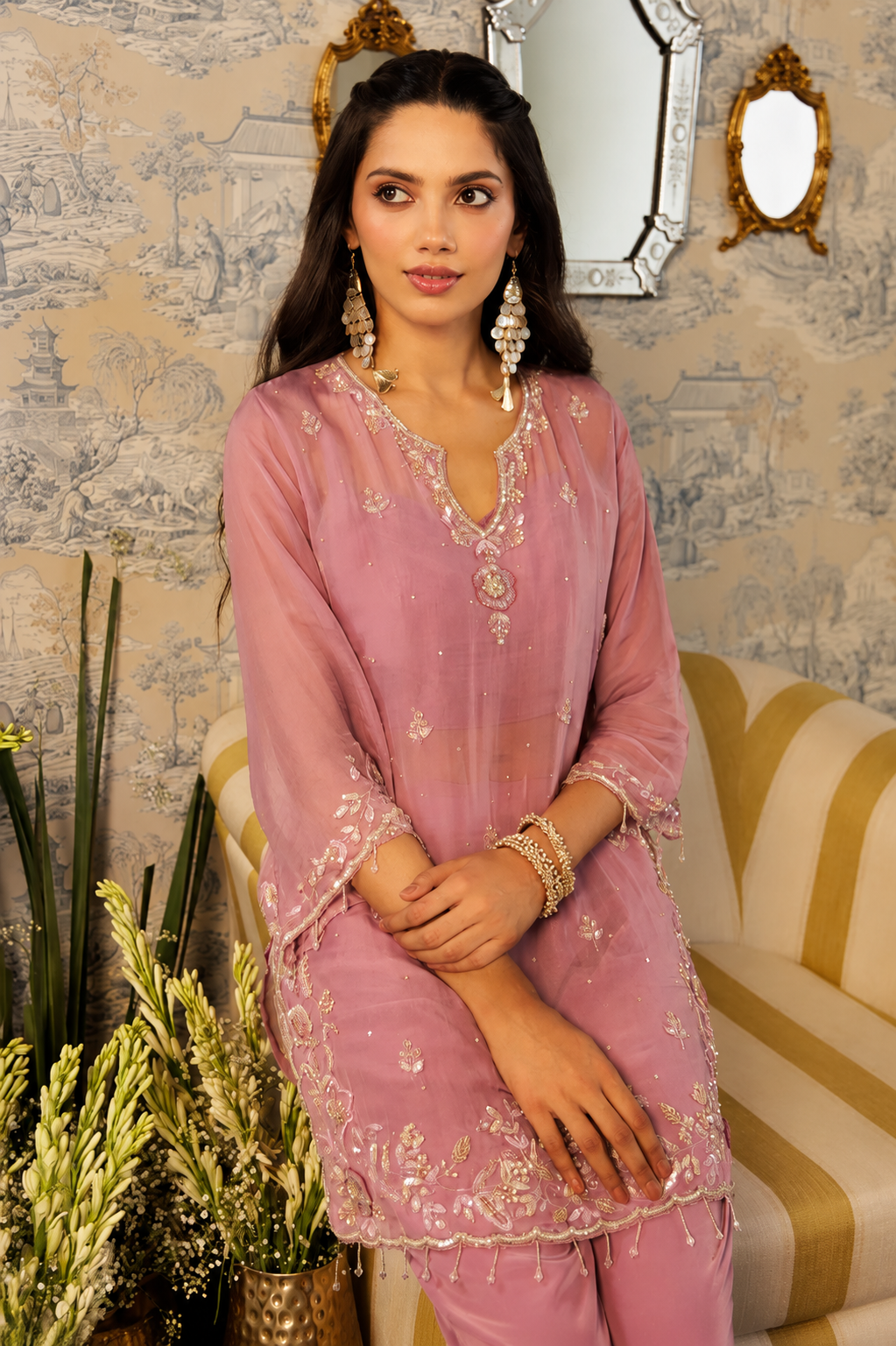 Aura Pink Embellished Co-Ord Set