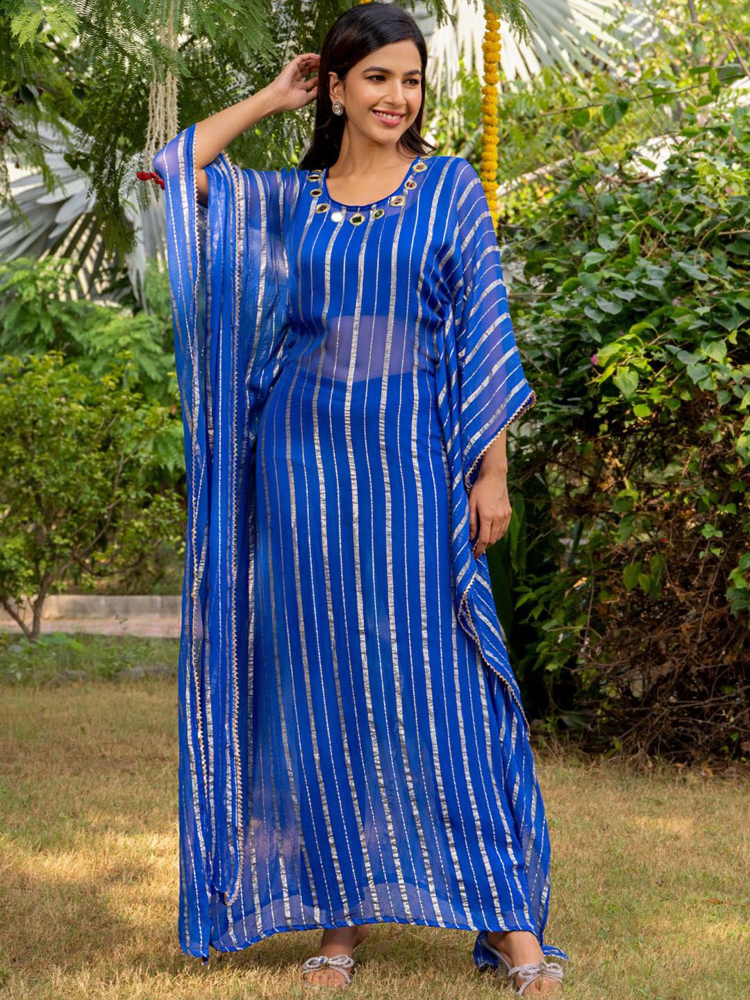 Laal Sitara Striped Kaftan Set