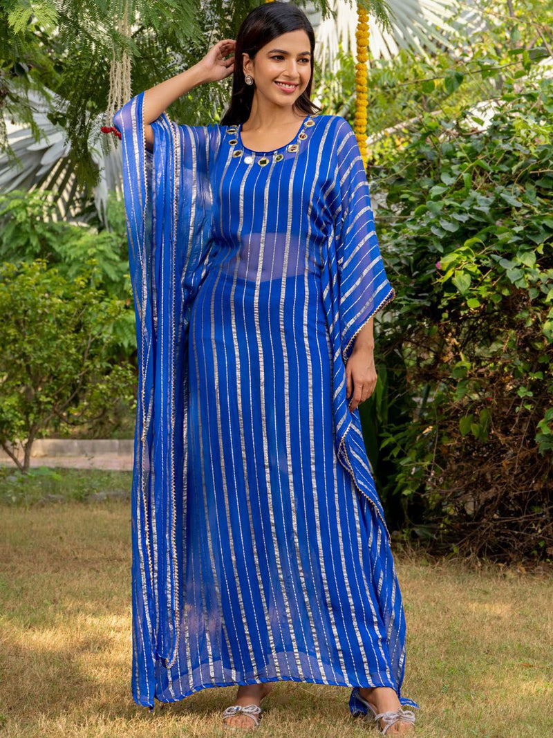 Laal Sitara Striped Kaftan Set