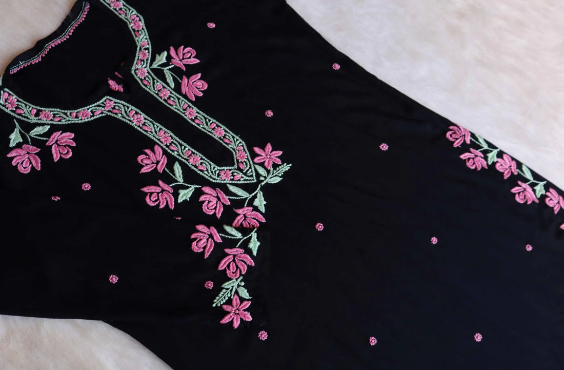 Black and Baby Pink Modal Kurta Set