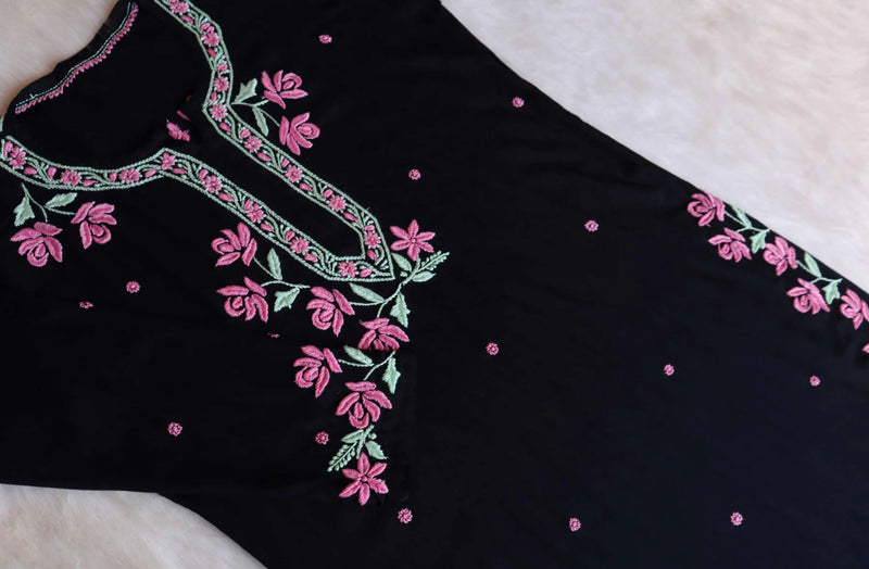 Black and Baby Pink Modal Kurta Set