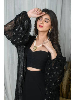 Midnight Muse Black Cape Jumpsuit