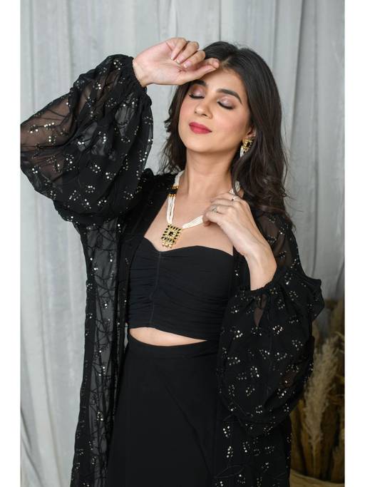 Midnight Muse Black Cape Jumpsuit