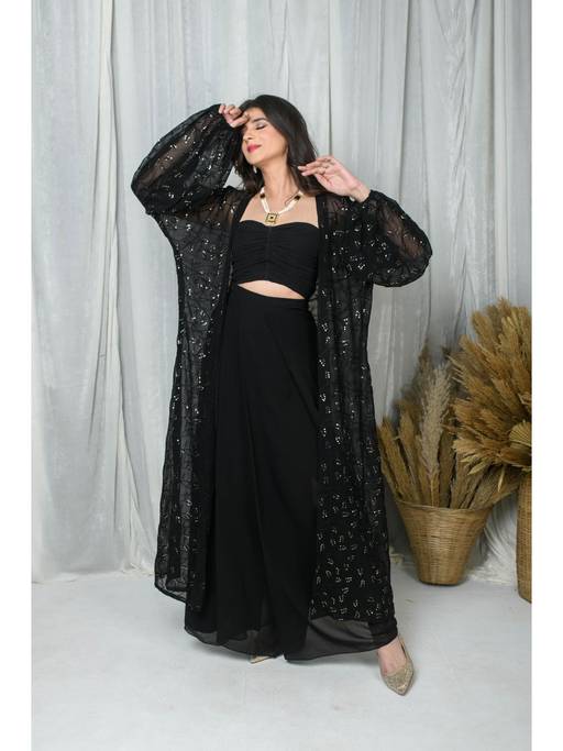 Midnight Muse Black Cape Jumpsuit