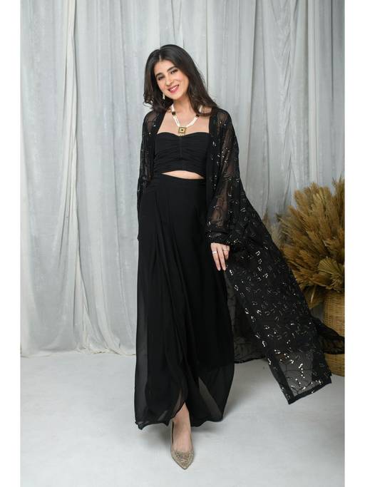 Midnight Muse Black Cape Jumpsuit