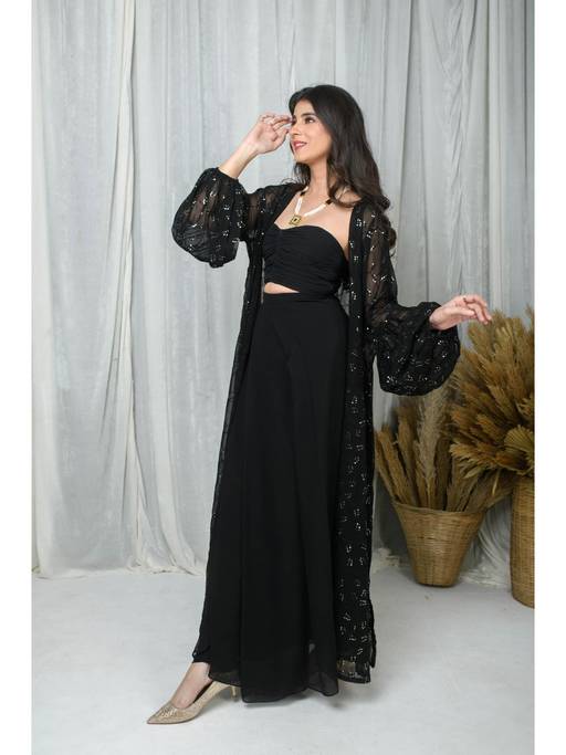 Midnight Muse Black Cape Jumpsuit