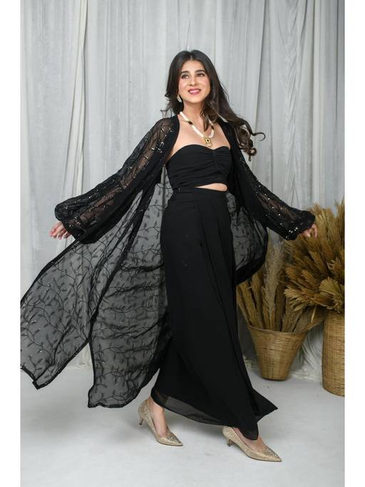 Midnight Muse Black Cape Jumpsuit
