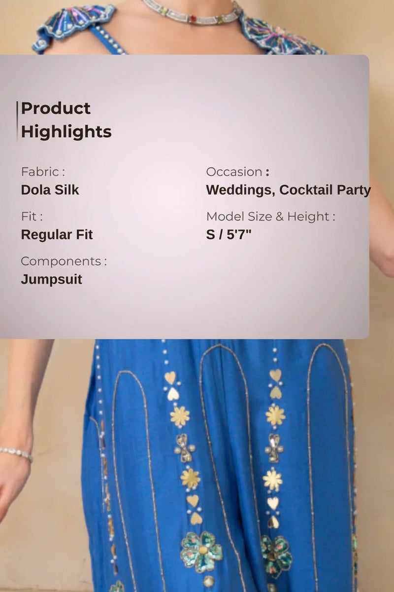 Blue Handwork Jumpsuit