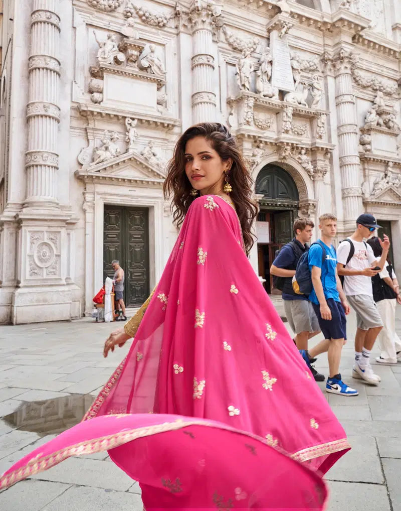 Viscose Silk With Embroidered Work Top Bottom And Dupatta