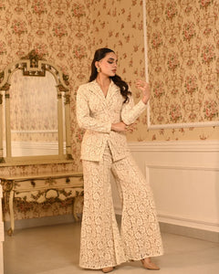 Ivory Lace Blazer Co-ord Set