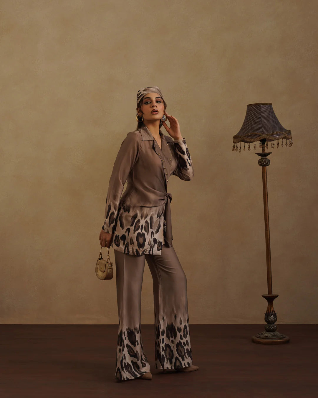 Leopard Blazer  with Free Bandana Set