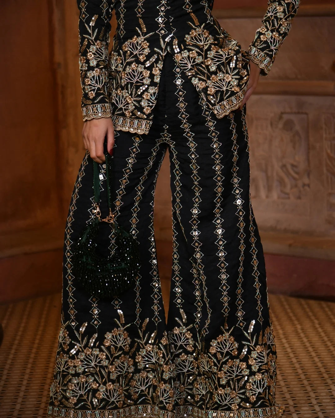 Copper Luxe Embroidered Blazer Co-Ord Set