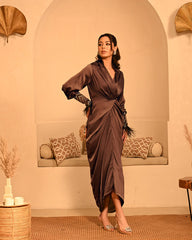 Armani Satin Brown Mocha Shirtdress