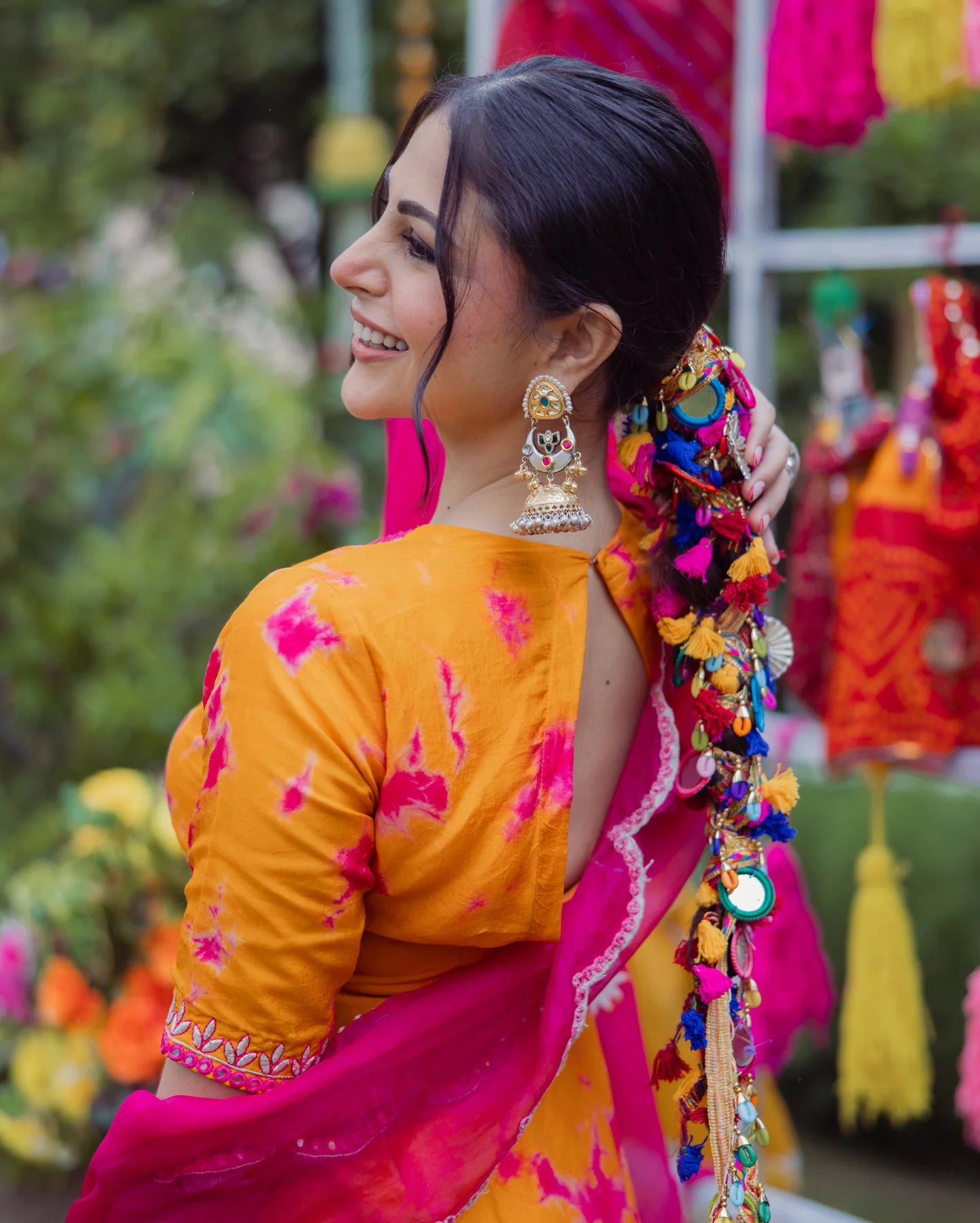 Ritu Orange Pink Tie-Dye Sharara Set