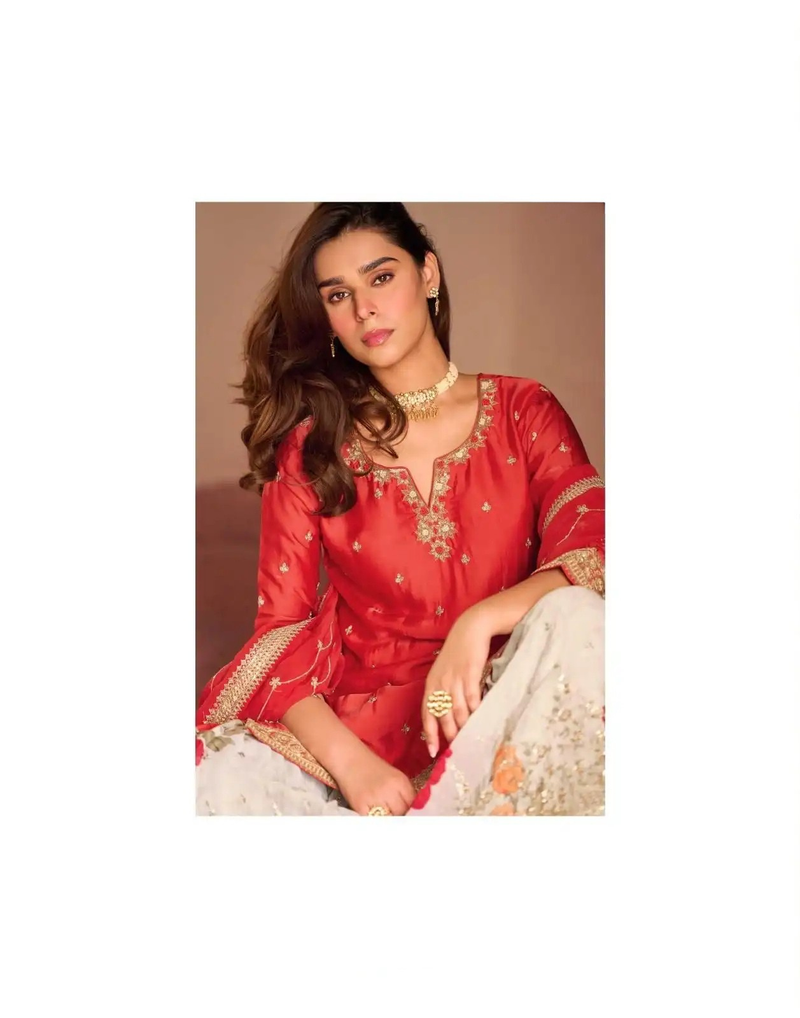 Chinnon Silk Embroidered Salwar Suit