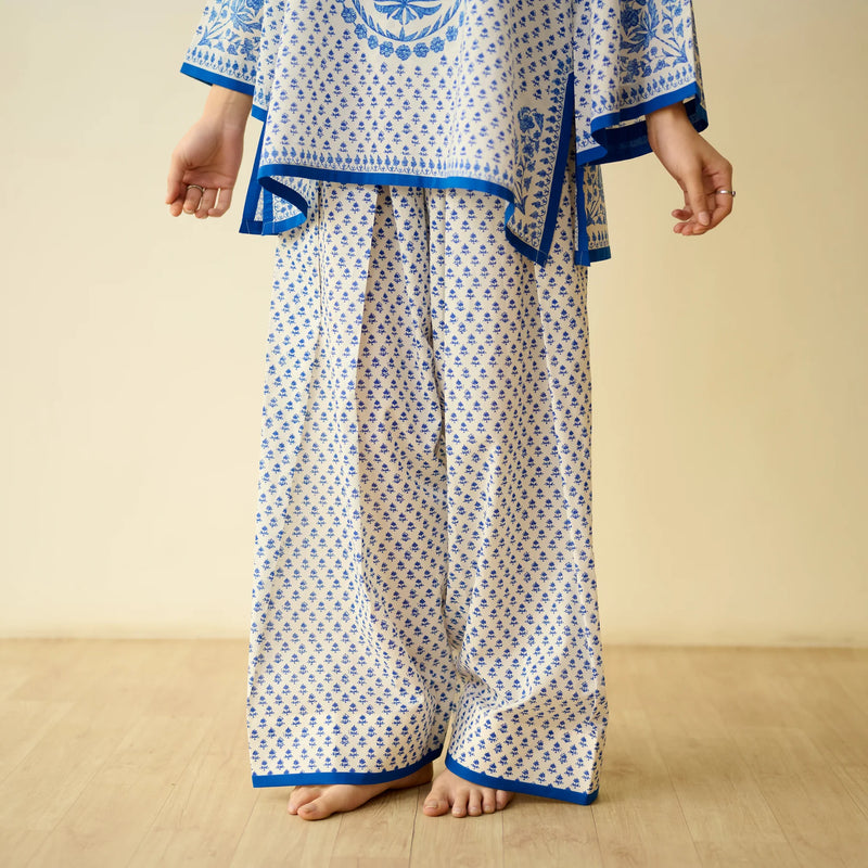 Mulmul Cotton Farsi Set in Jaipur Blue- By Reet Lifestyle
