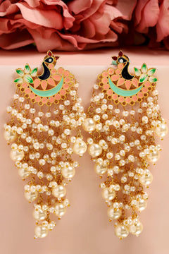 Black Meenakari Pearl Jhumki Earrings