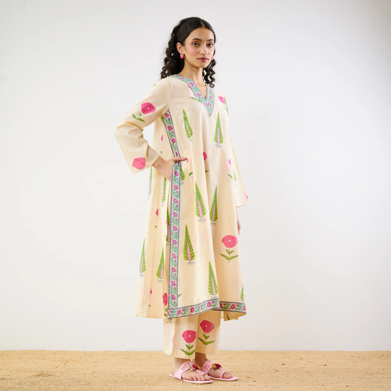 Begum’s Bagh Printed Co-ord Set in Baby Pink- By Reet Lifestyle