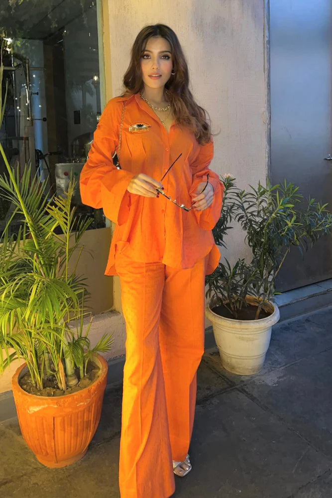 cotton co-ord set with zipper pants