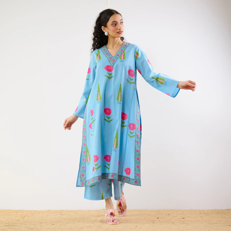 Begum’s Bagh Printed Co-ord Set in Baby Pink- By Reet Lifestyle