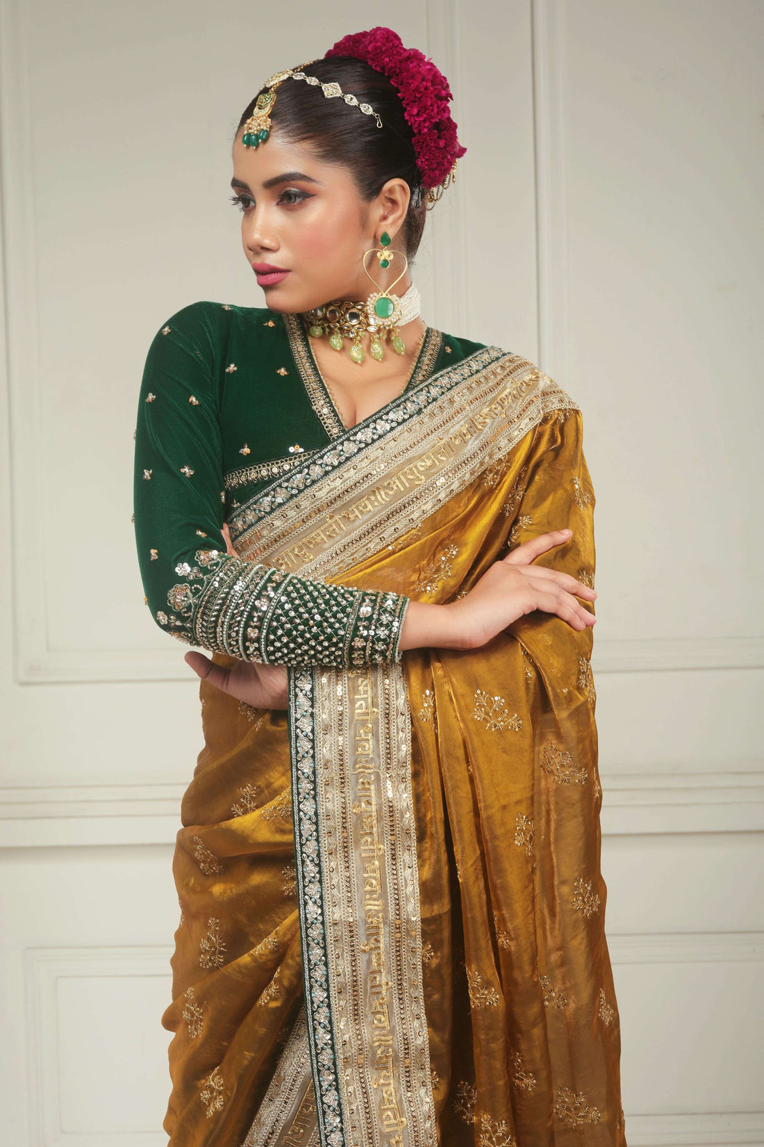 SUNEHARI SILHOUETTE SAREE WITH GARDEN GRANDEUR BLOUSE