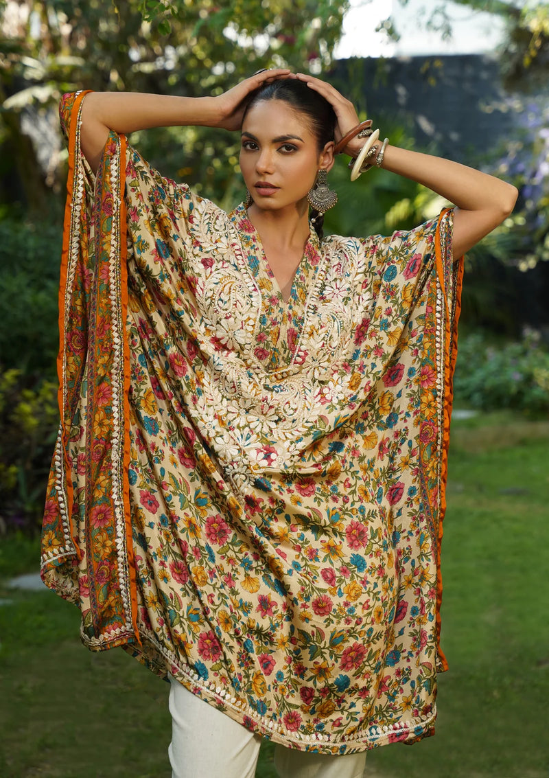 Sunheri Chikankari Luxe Kaftan Set