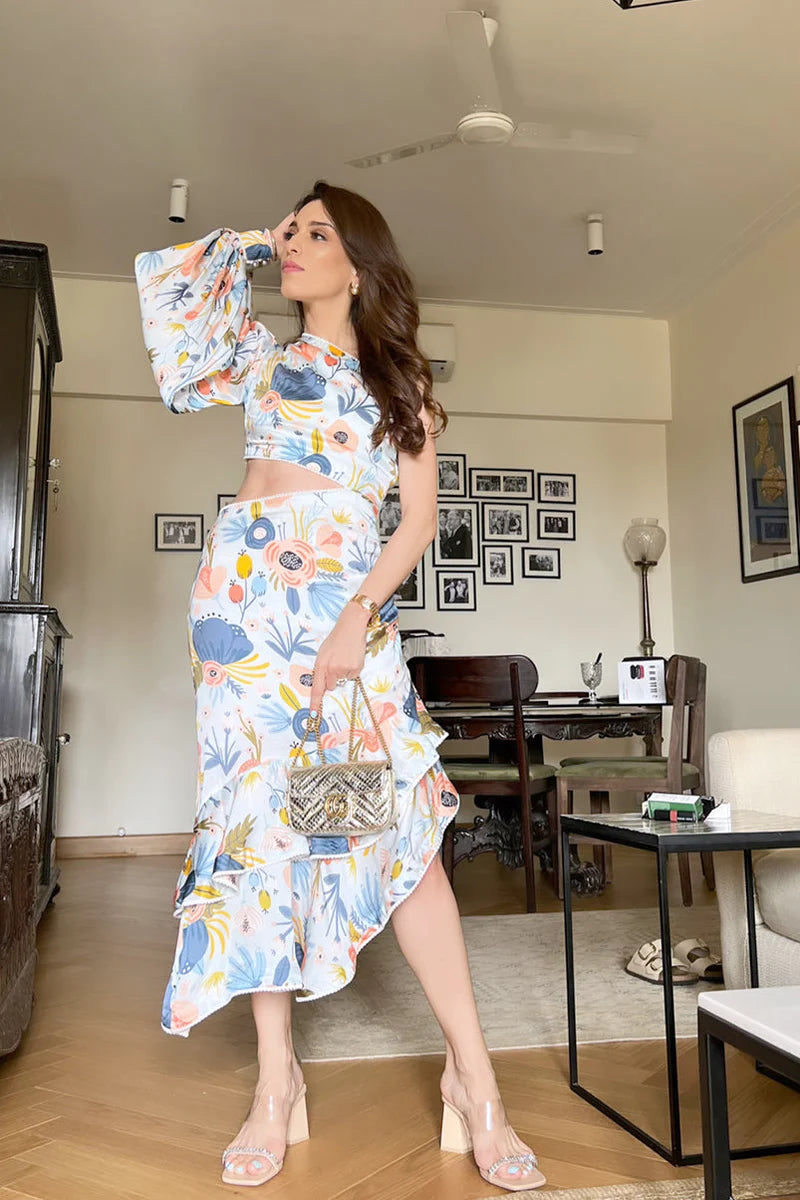 Multicolor Luxe Cotton Satin Dress