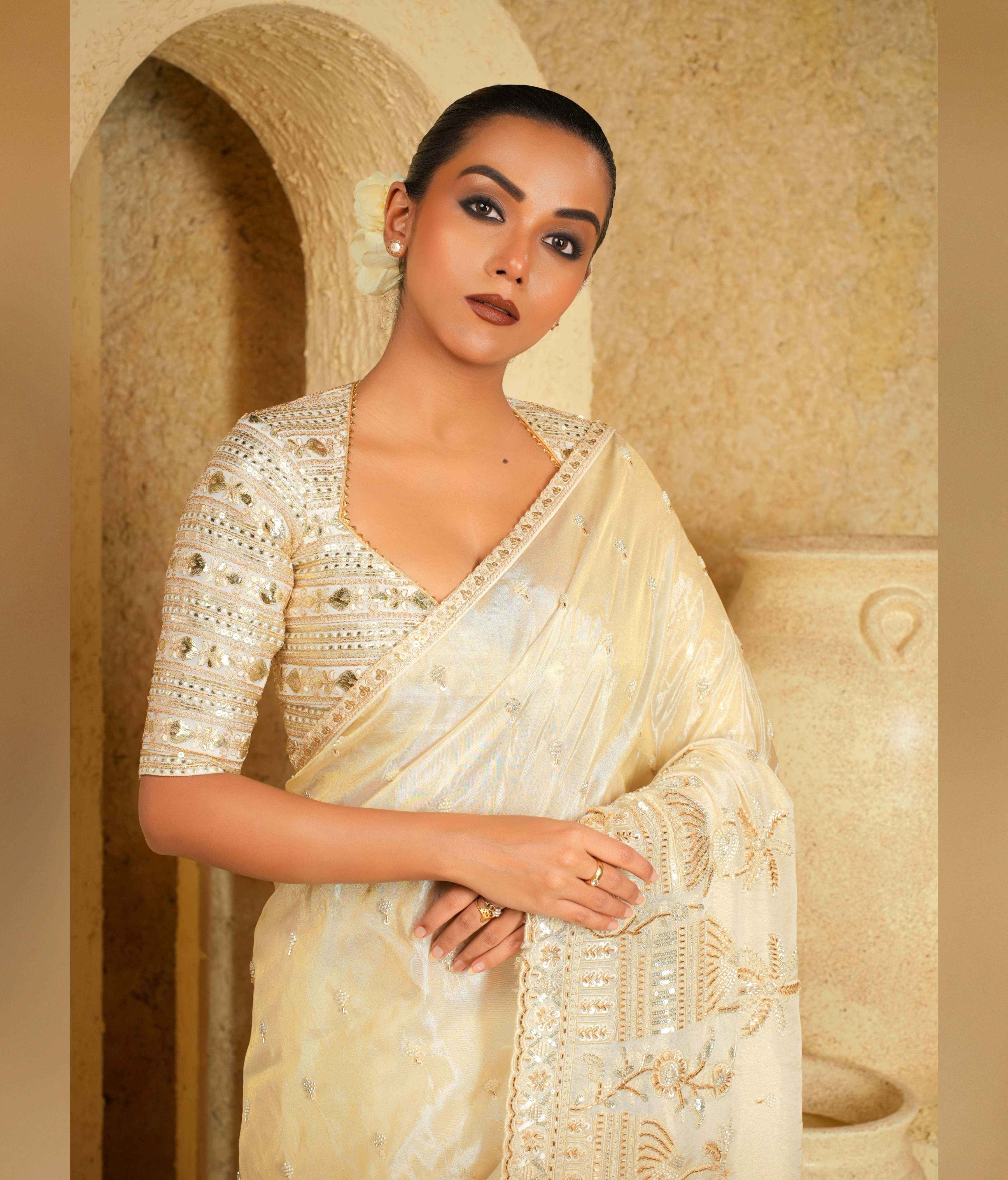 Embroidered blouse with zari work