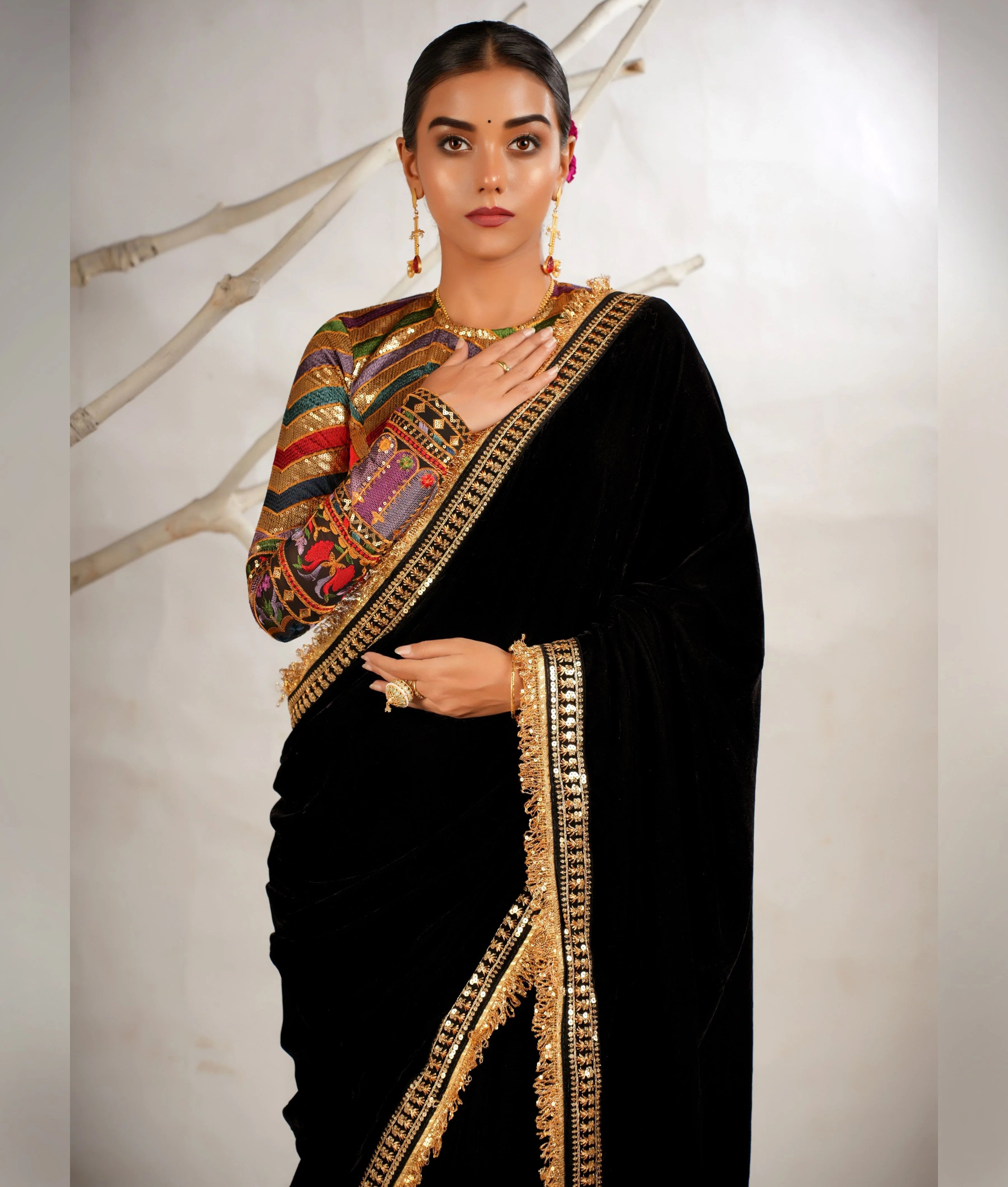 Intricate embroidery saree