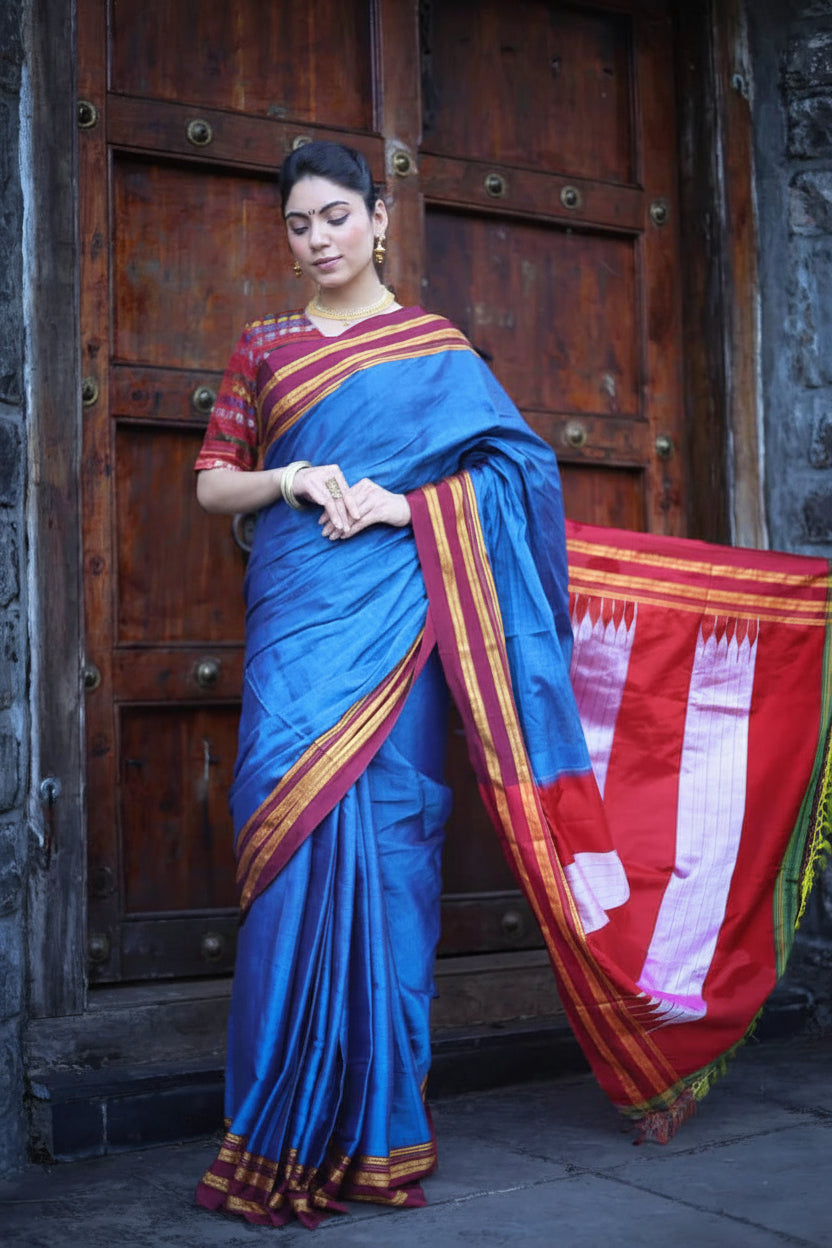 Neel Riwaayat Ilkal Pure Resham Saree
