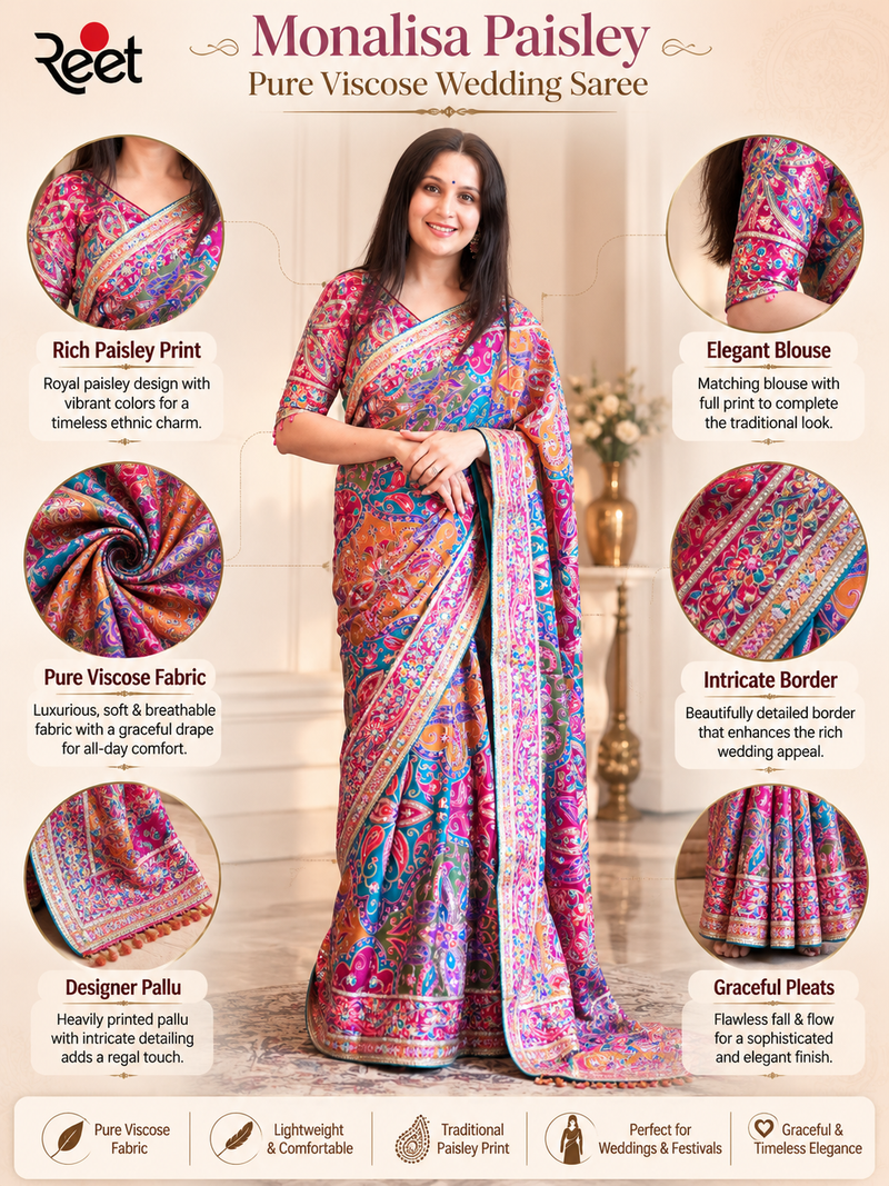 Monalisa Paisley Pure Viscose Saree With Ready-Made Blouse