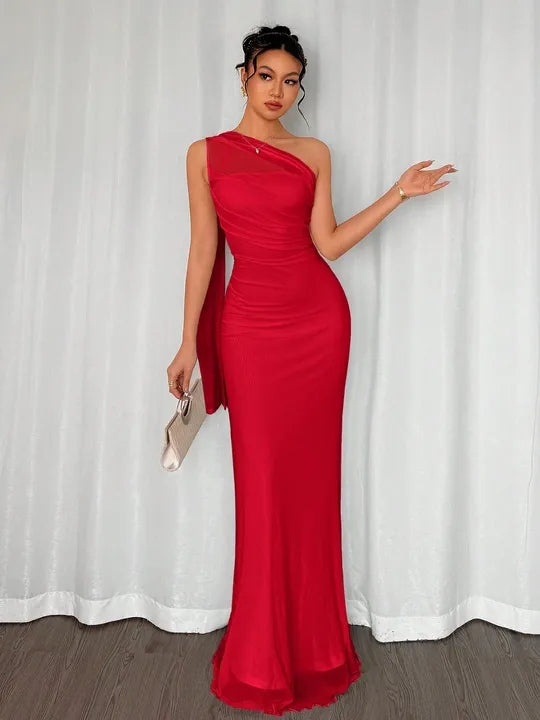 Navy Mesh Elegant Cocktail Dress