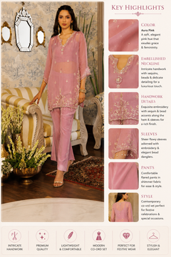 Aura Pink Embellished Co-Ord Set