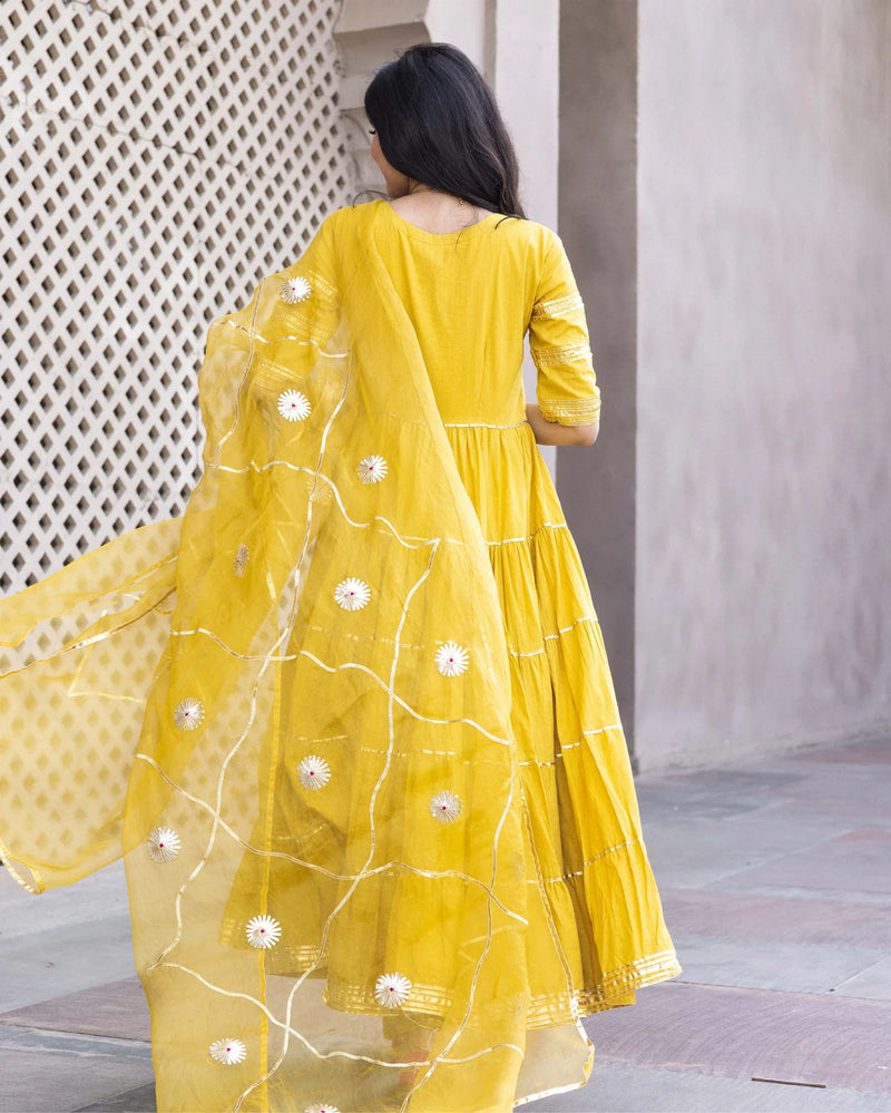 Noor Saffron Festive Anarkali Suit Set
