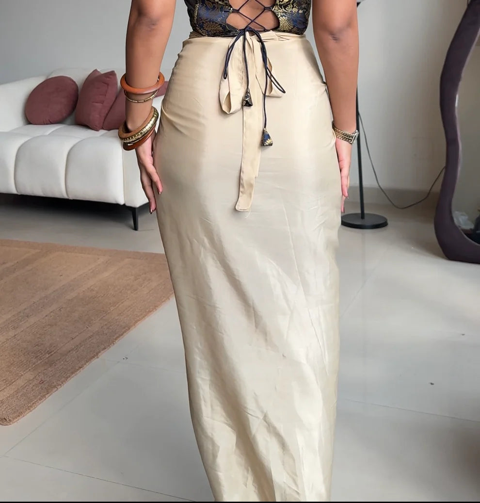 Light Beige Fusion Tie-Up Skirt