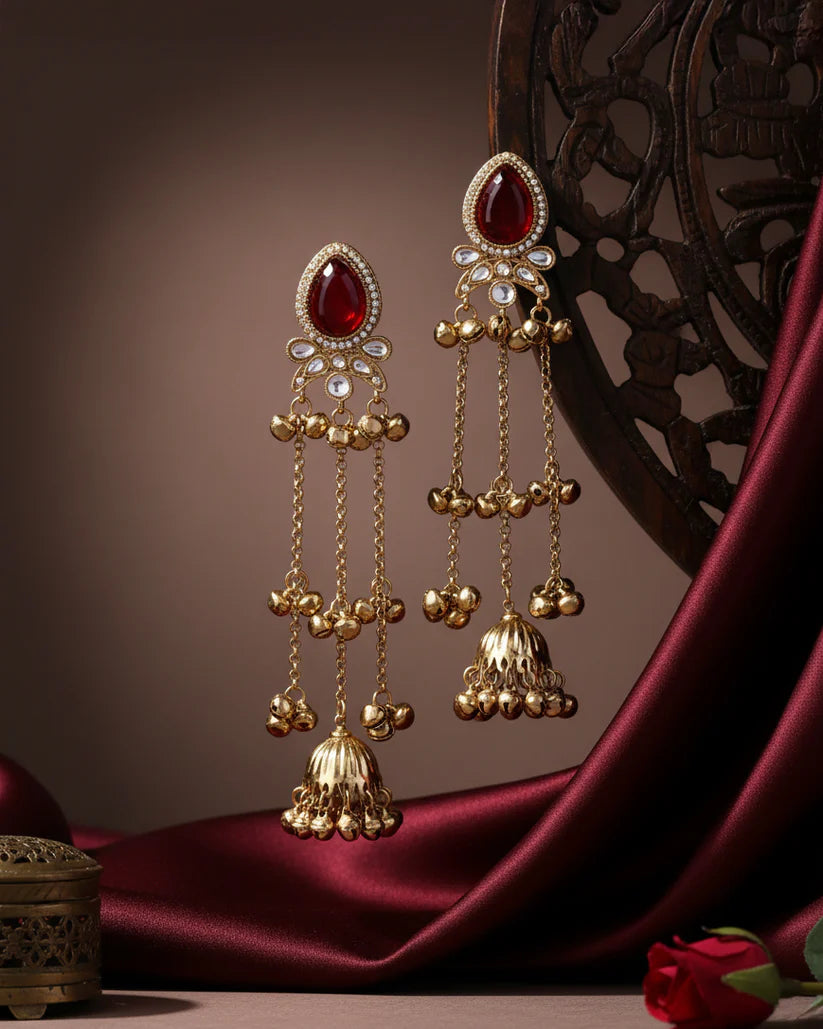 Ruby Nidhi Kashmiri Look Ghunghru Jhumka Earrings – By Reet Lifestyle