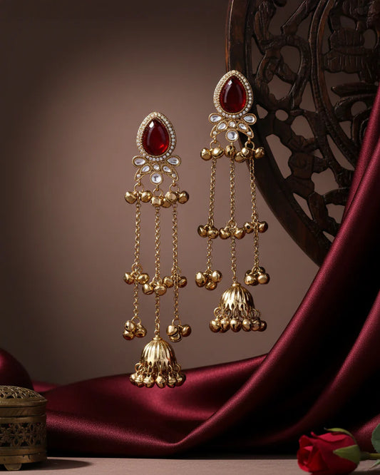 Ruby Nidhi Kashmiri Look Ghunghru Jhumka Earrings – By Reet Lifestyle