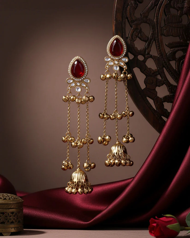 Ruby Nidhi Kashmiri Look Ghunghru Jhumka Earrings – By Reet Lifestyle