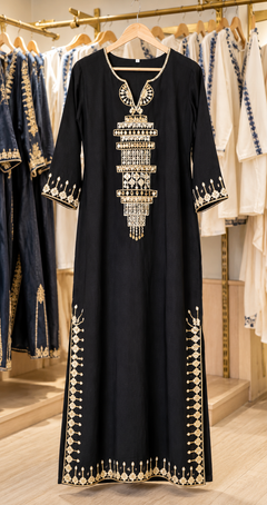 Noor-E-Zari Black &Gold Embroidered Designer Kaftan