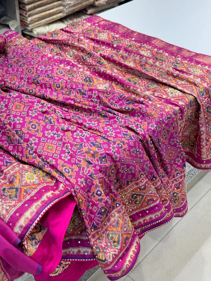 Kutchi hand embroidery saree