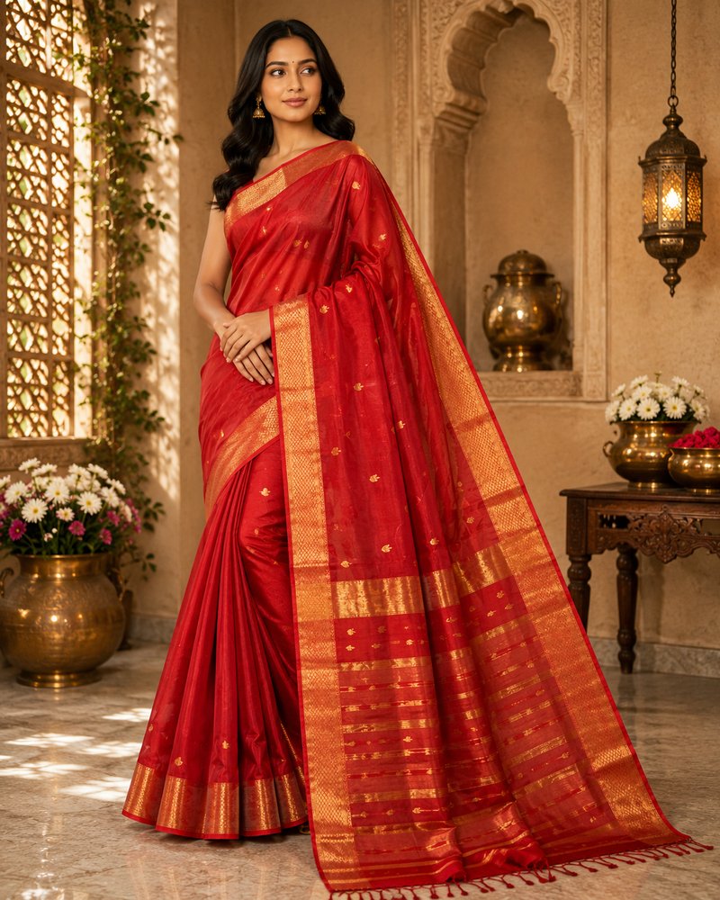 NAYANTARA PURE DIYA BUTTI MAHESHWARI SAREE