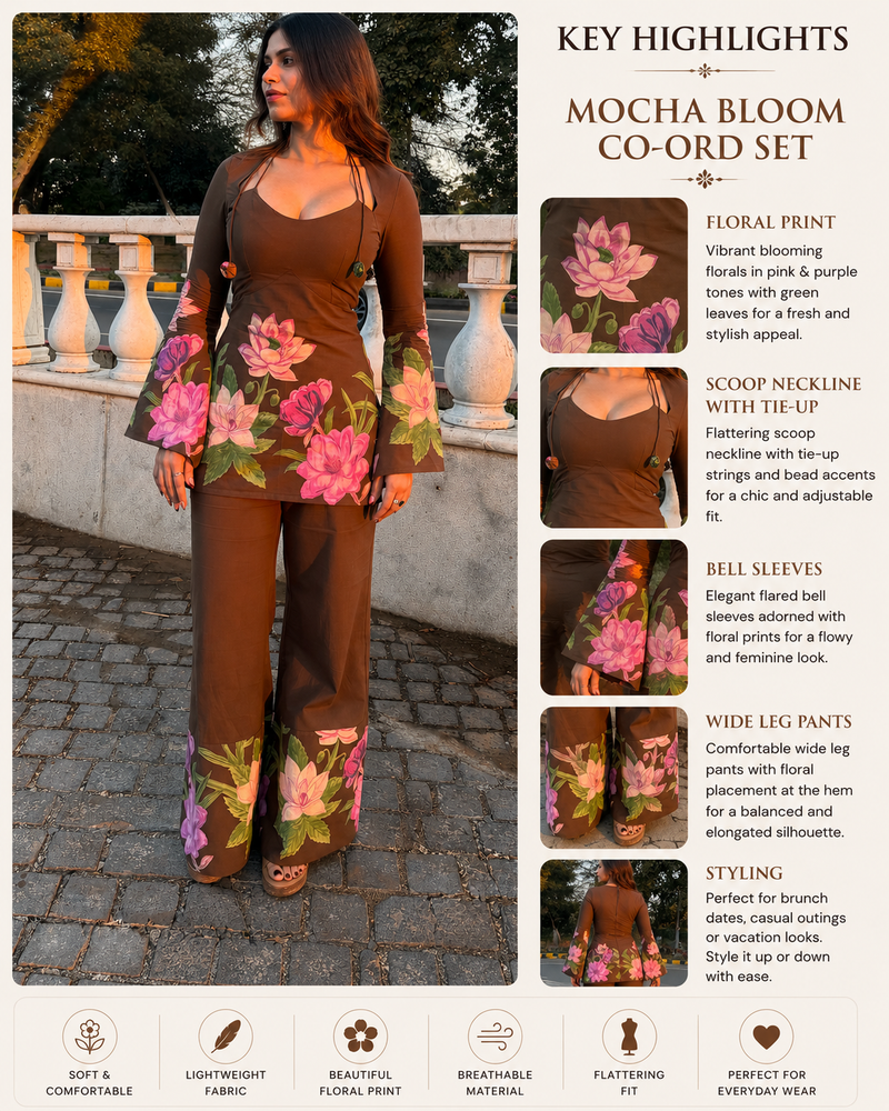 Mocha Bloom Floral Co-Ord Set