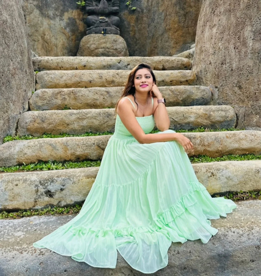 Mint Green Georgette Maxi Dress