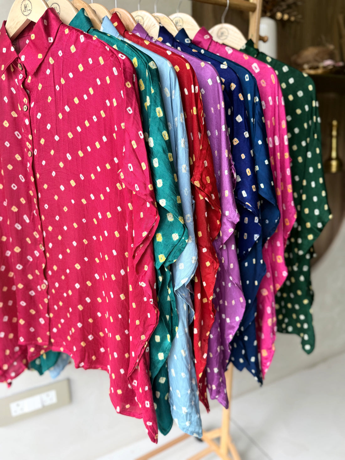 Bandhni Silk Kaftan Shirt